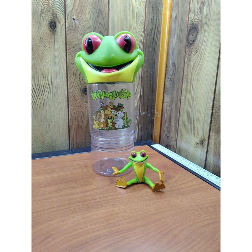 VINTAGE Rainforest Cafe Frog Cup And Snack Cup Holder With Toy